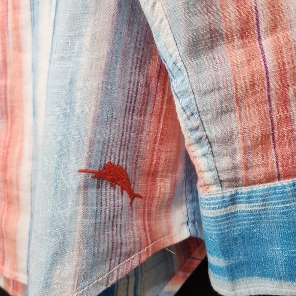 Tommy Bahama Linen Blend Soleil Shirt Long Sleeve Marlin Logo, Size M - Picture 4 of 7